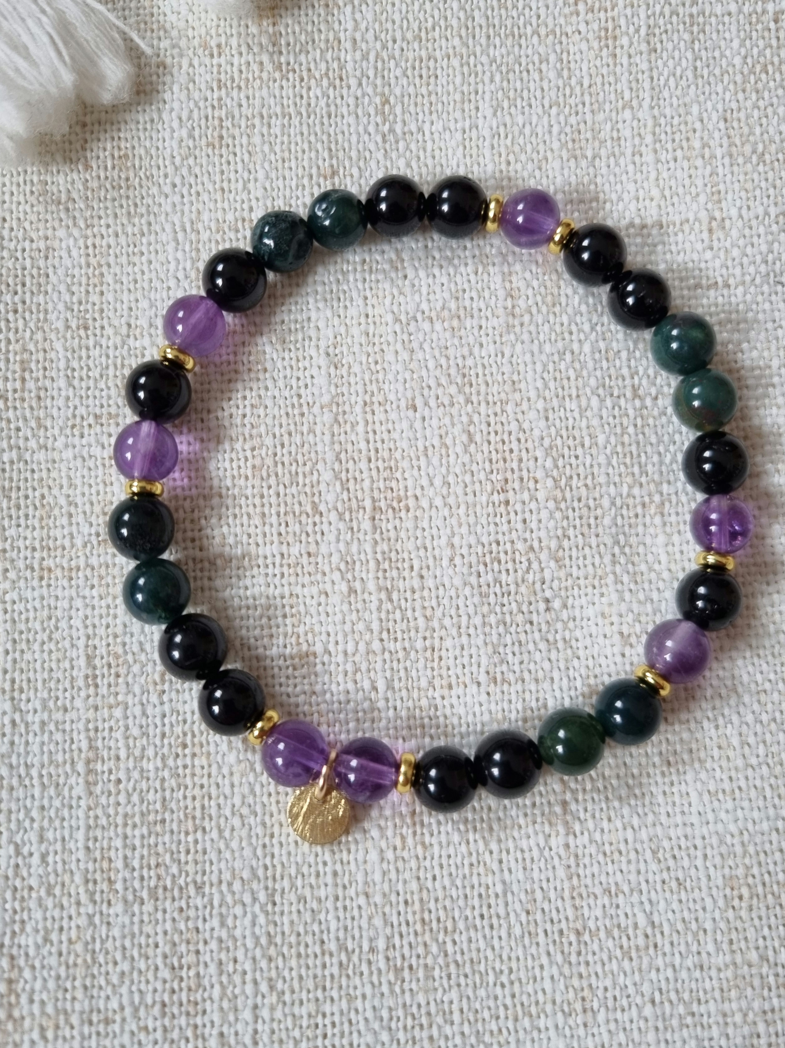 Turmalin Moosachat Amethyst Armband