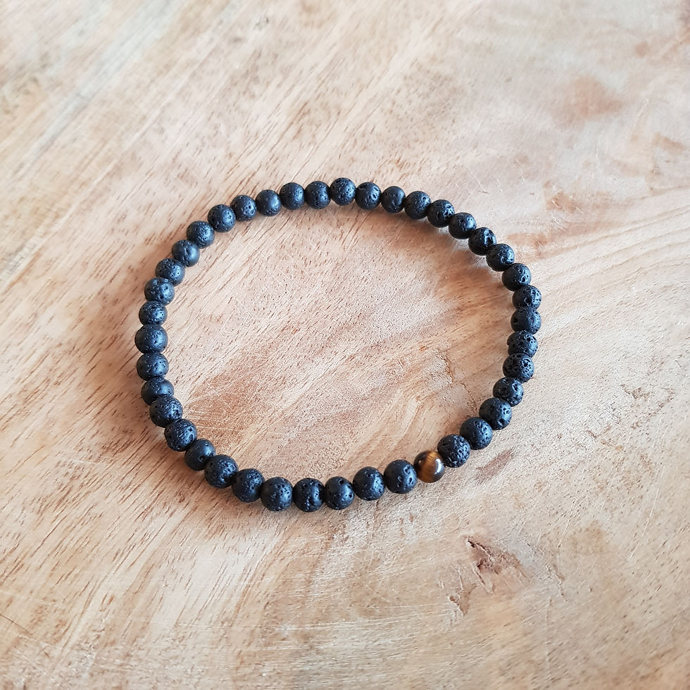 Miniaturbild: Armband Lava und Tigerauge für Erdung, Balance, Vertrauen, Mut & Schutz