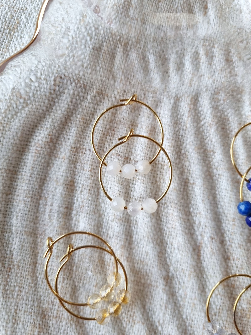 Miniaturbild: Goldene Hoops Edelstahl Edelsteine