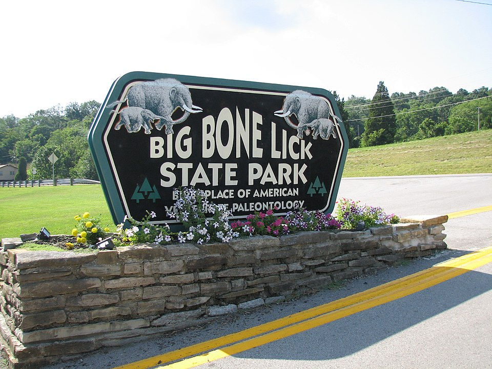 Entrance sign at Big Bone Lick State Park in Boone County, Kentucky near Cincinn