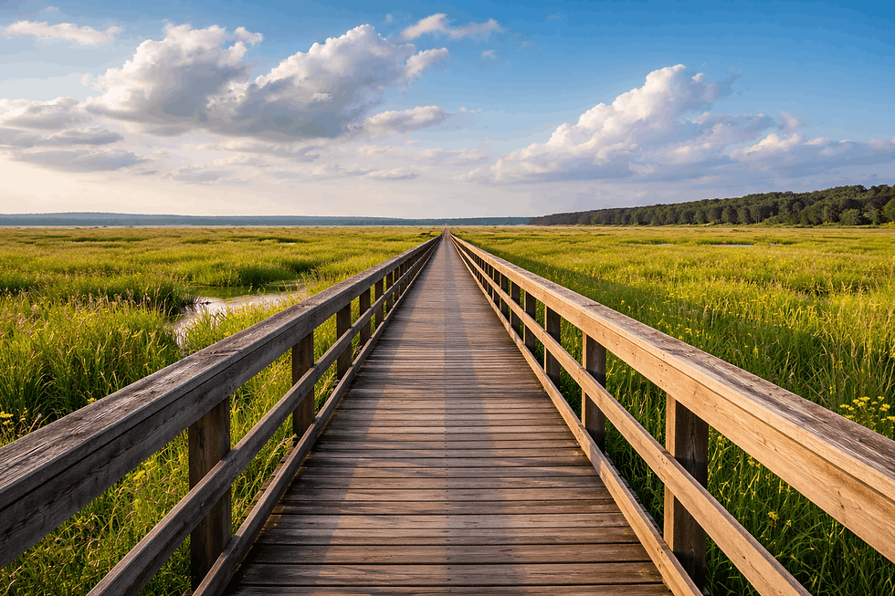 Open grasslands at Payne’s Prairie Preserve State Park in Florida with distant trees and wide sky