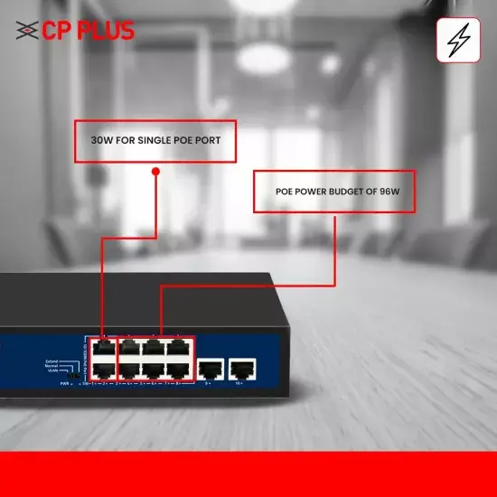 CP-Plus 8 Port Poe Switch (8 Normal Poe + 2 Normal Uplink)
