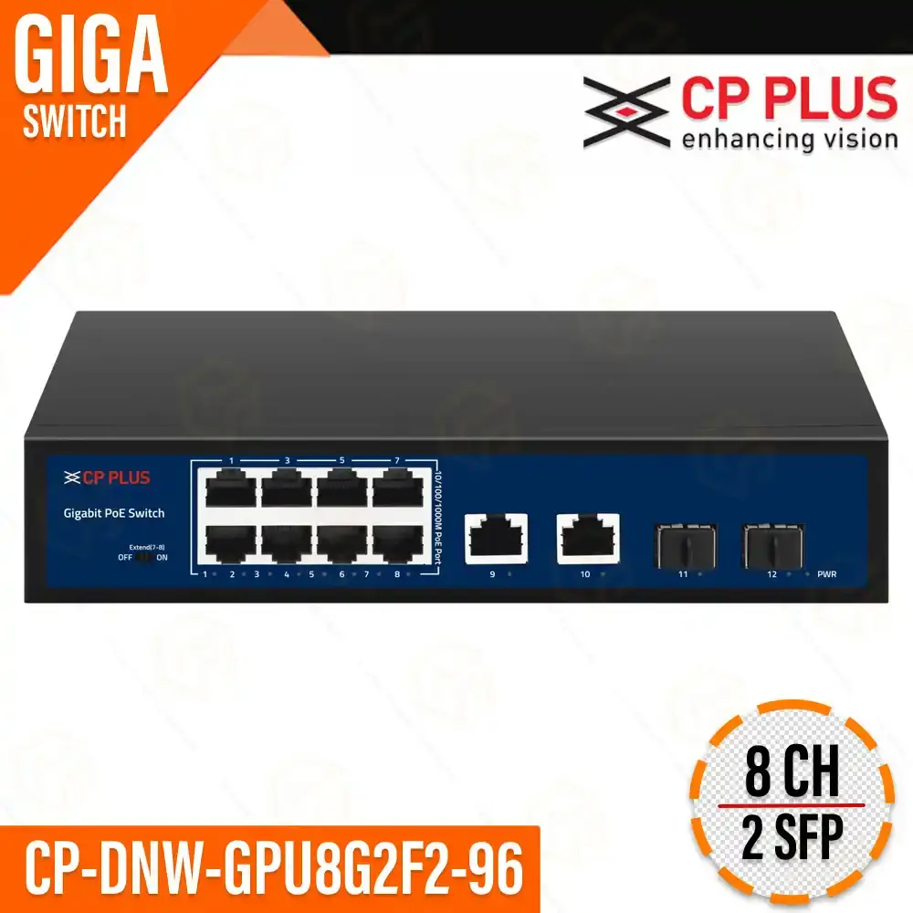 CP-Plus 8 Port Poe Switch (8 Giga Poe + 2 Giga Uplink + 2 SFP)