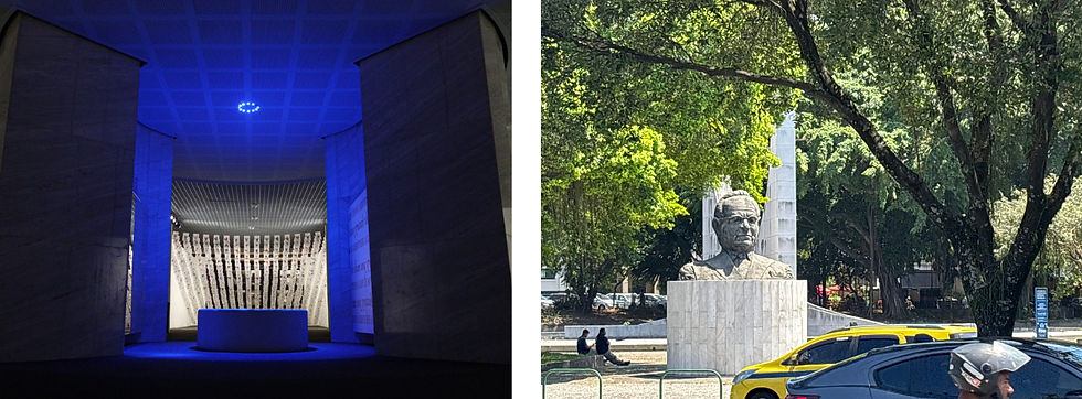 A esquerda: O Memorial Getúlio Vargas é uma homenagem da Prefeitura do Rio ao ex-presidente. Foto: Reprodução																	A direita: Praça Luis de Camões. Foto: Mateus Castanho