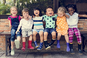 A happy group of kindergarten children