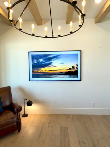 75" Samsung The Frame TV installation with a zero wires exposed custom install with a in wall media box to conceal the one connect box behind the tv in the wall installed in Park City Utah #frametv #tvinstallation #tvmounting #parkcity #parkcityhometheater 