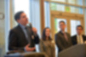 Sacramento Lawyer George Acero speaking at event in honor of retired Supreme Court Justice Cruz Reynoso