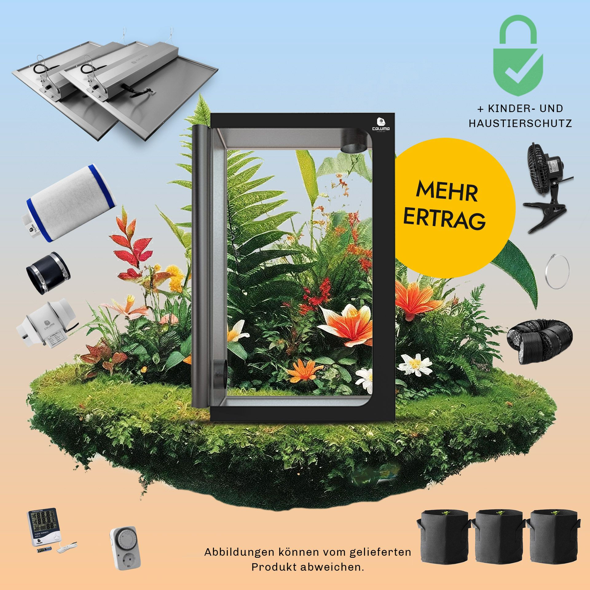 CALUMA | Growbox Ambiente Plus | 120 x 60 x 180 cm | 2 x 150 W LED, 2.7 µmo