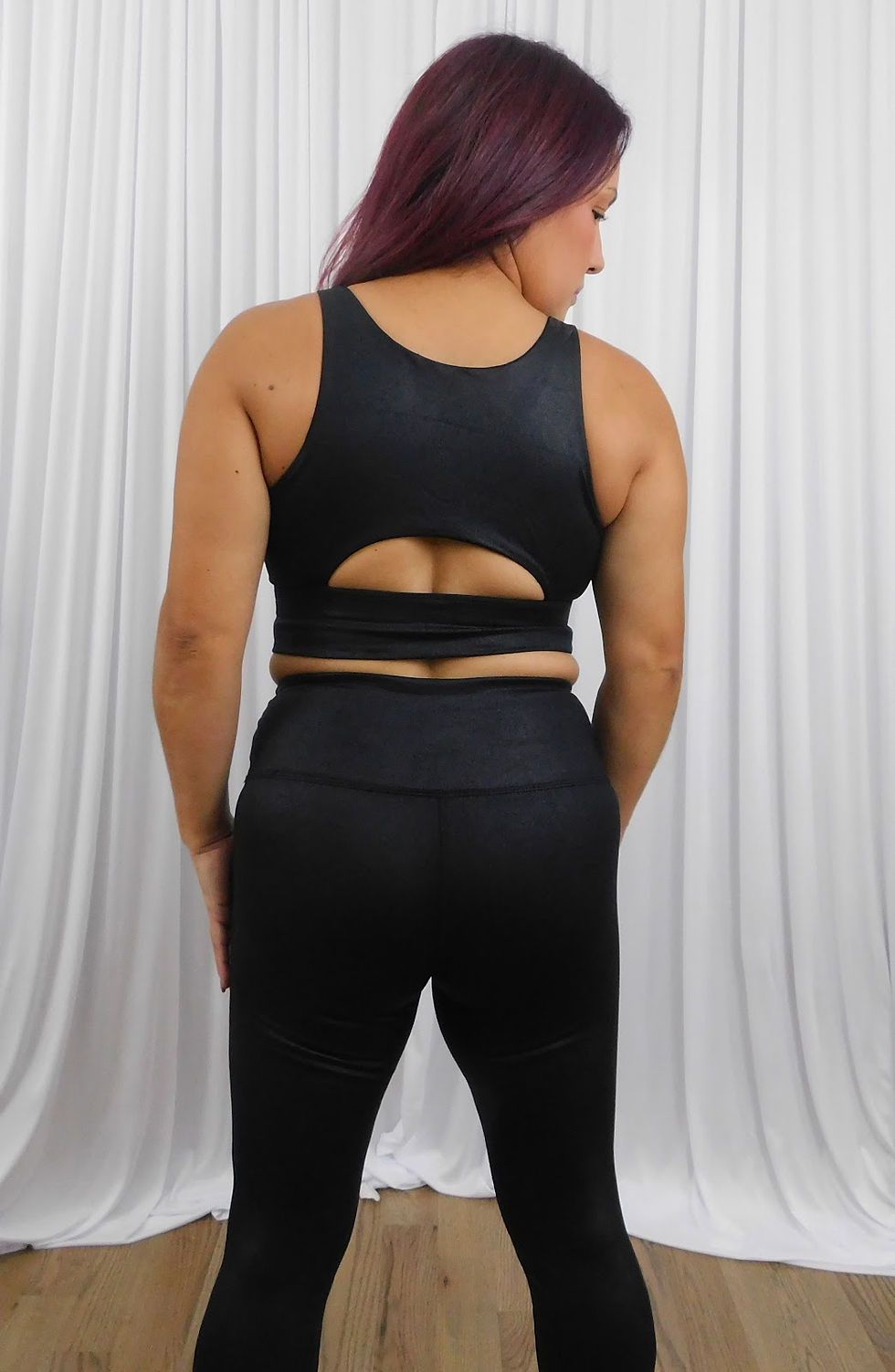 Thumbnail: Savi Faux Leather Sports Bra