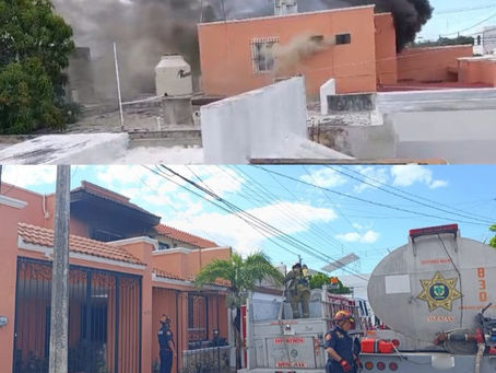 Se registra incendio en un predio de Francisco de Montejo