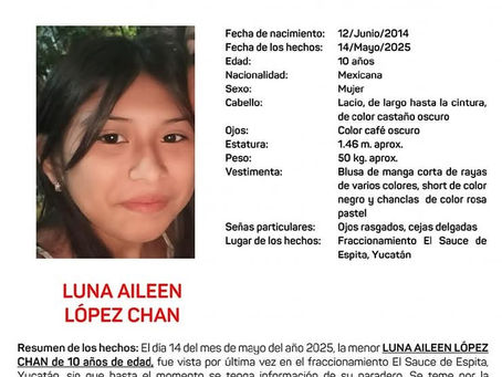 S.O.S Activan alerta Amber por la desaparición de una niña de 10 años