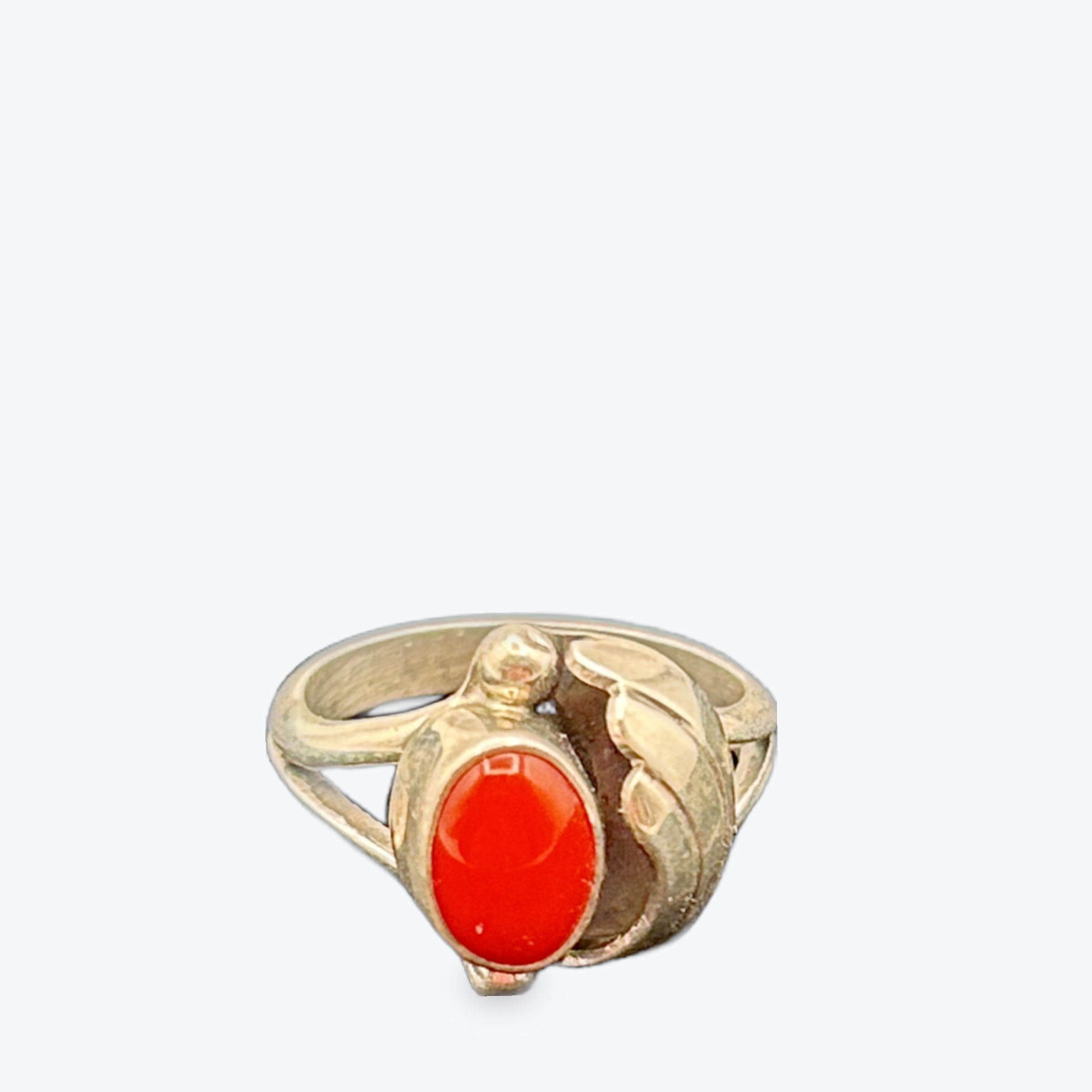 Coral and silver ring