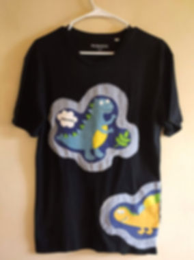 The "Dino-Pop" Upcycled Patchwork Tee – Carbon Black