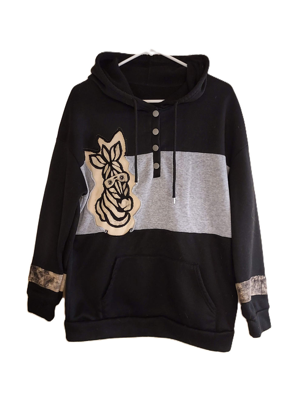 Thumbnail: Young Mens Upcycled Hand Bleached Zebra Hoodie