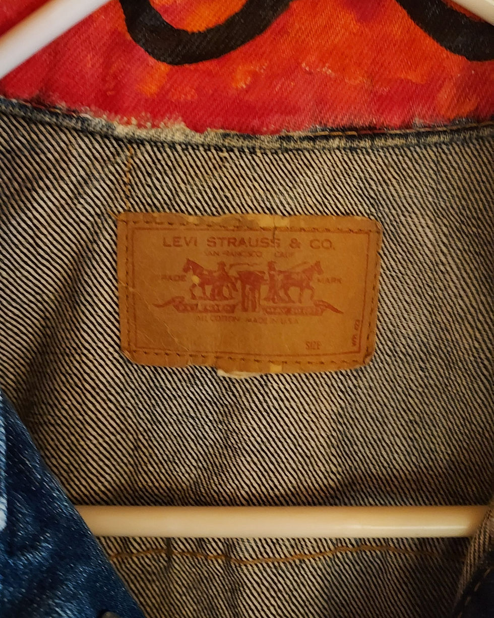 Thumbnail: Handpainted Vintage Levi’s 505 Denim Jacket | Custom Snake Streetwear, Men's M