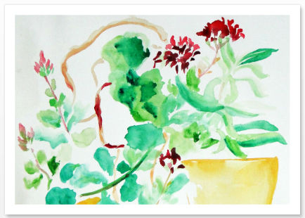 Carte aquarelle pot jaune