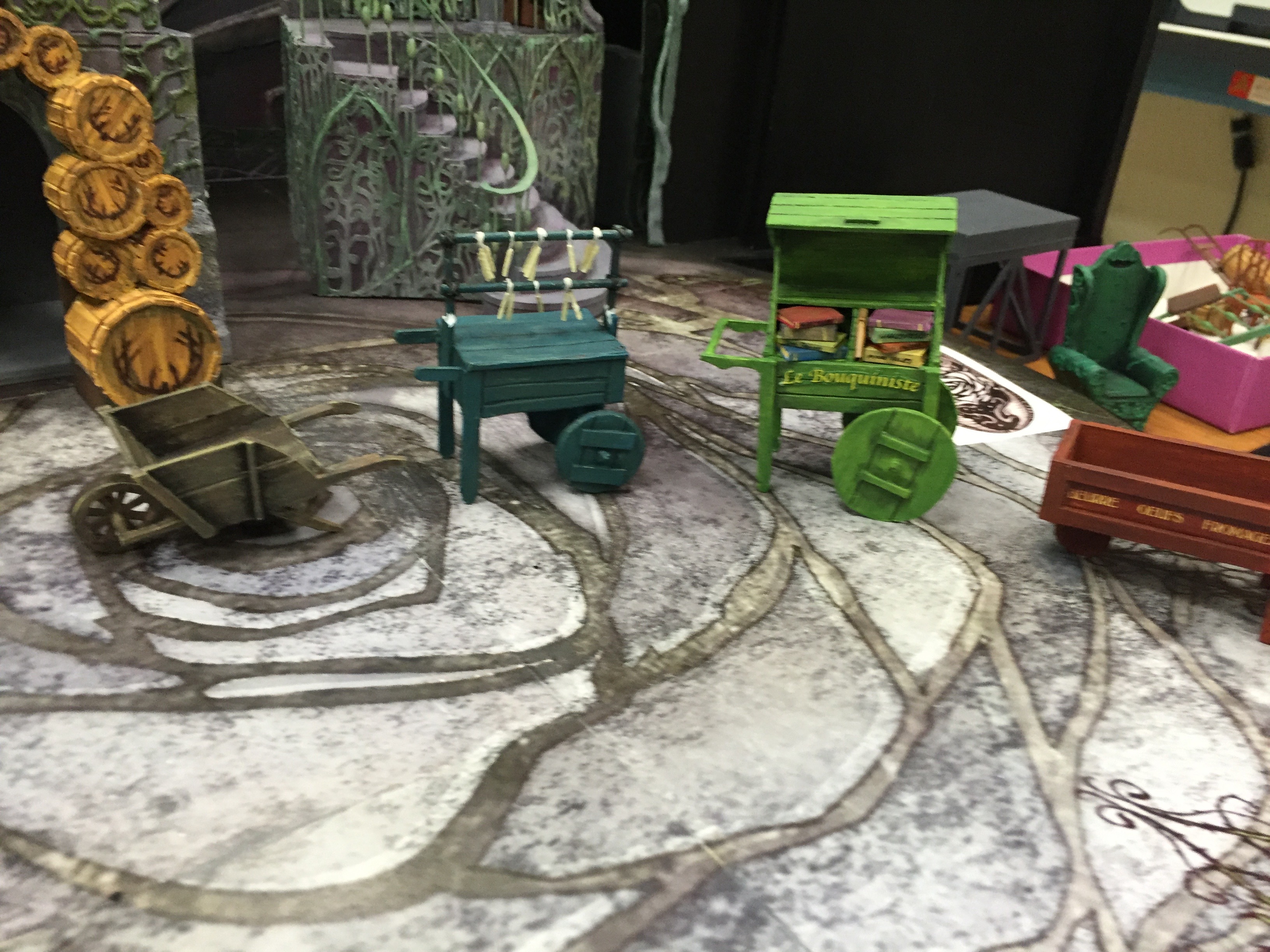 1/2" Scale Model Process Photo Vegetable, Candle, Book, and Dairy Carts