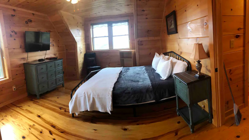 Bedroom in cabin at Wildwind Retreat in Boone, North Carolina