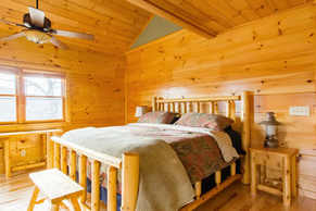Bedroom in cabin at Wildwind Retreat in Boone, North Carolina