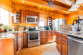 Kitchen in cabin at Wildwind Retreat in Boone, North Carolina