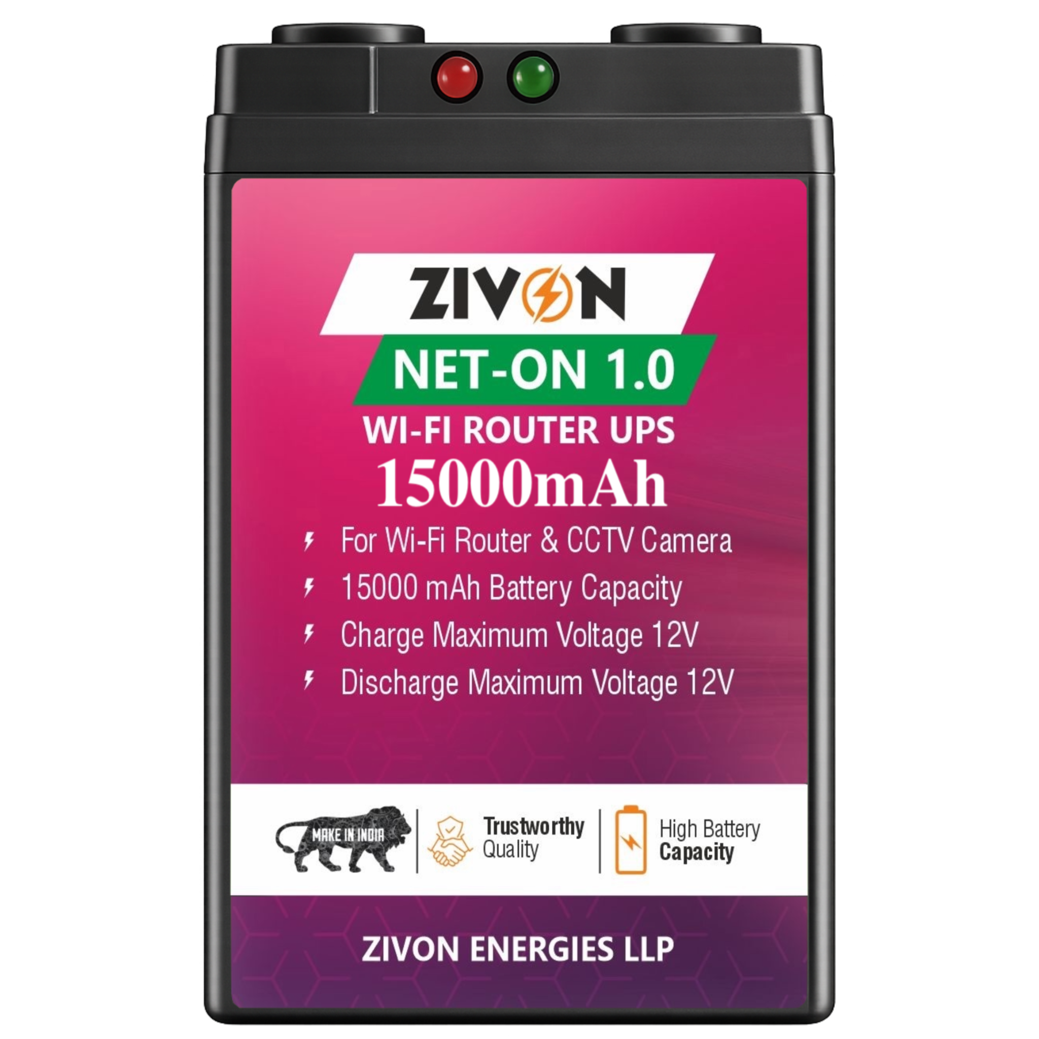 ZIVON Net-On 1.0 Wi-Fi Router UPS | 15000 mAh | For Wi-Fi router & CCTV Camera