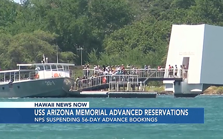 Advance reservations temporarily suspended for USS Arizona Memorial tours