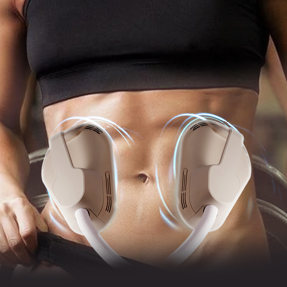 Luxient EMS Body Sculpting machine focusing on the abdominal area, showcasing its advanced technology for muscle toning and fat reduction.