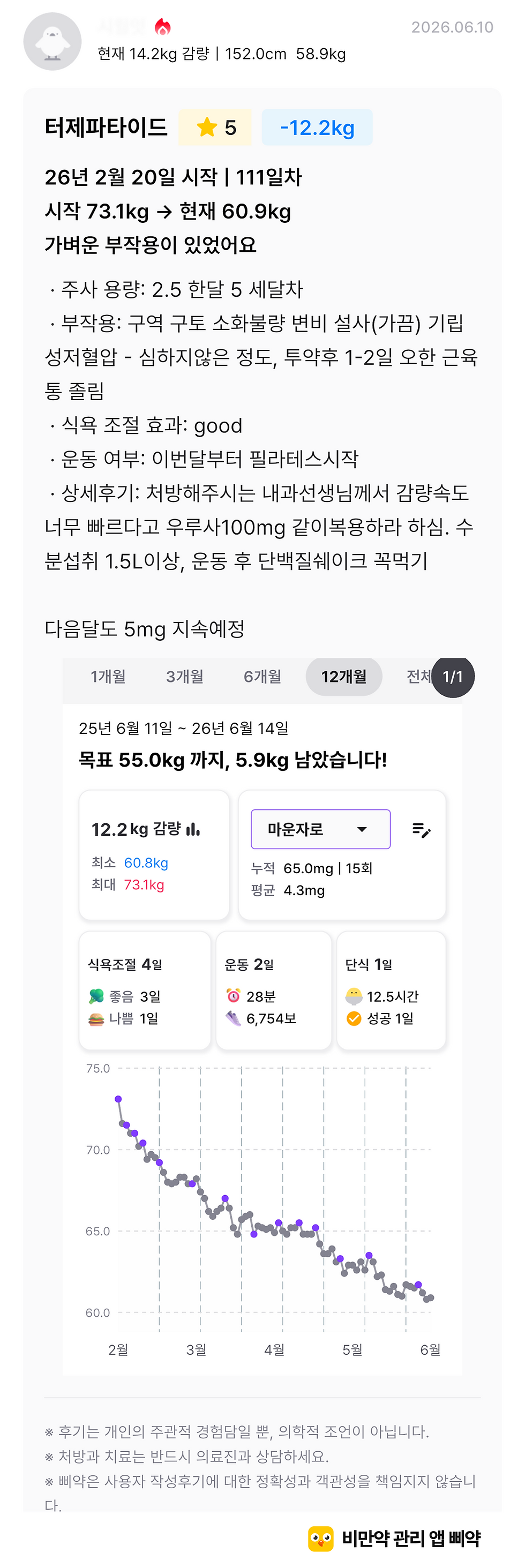 마운자로 오한, 근육통 부작용 - 삐약 어플