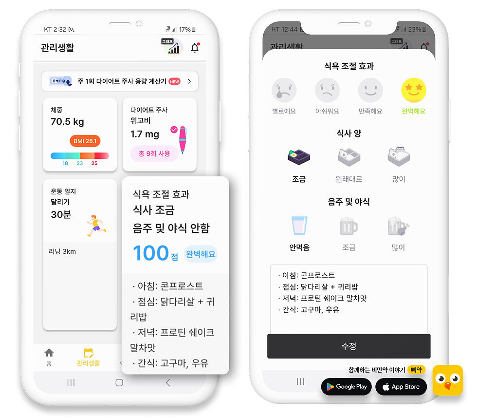 위고비 술, 삐약-관리생활: 음주량 기록하기