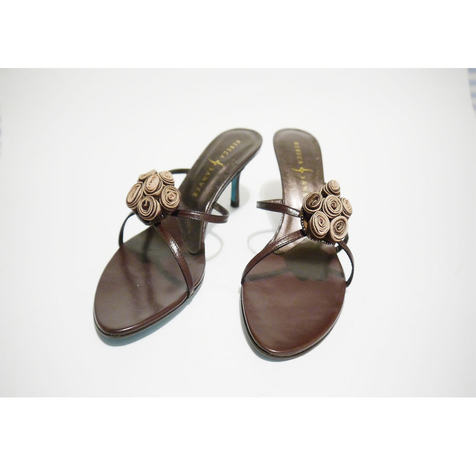 Thumbnail: Rebeca Sanver Brown Ornament Flower Sandals