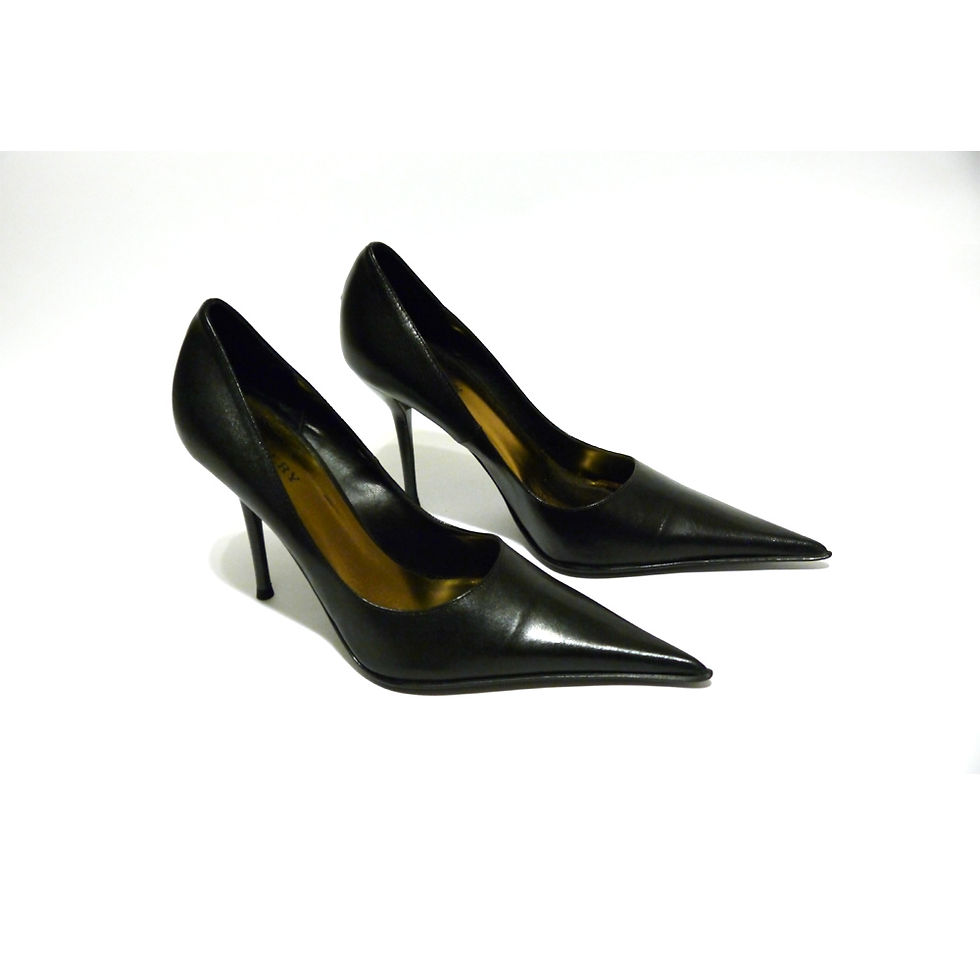 Thumbnail: GALLERY Italian black pumps pointed toe heels stiletto shoes