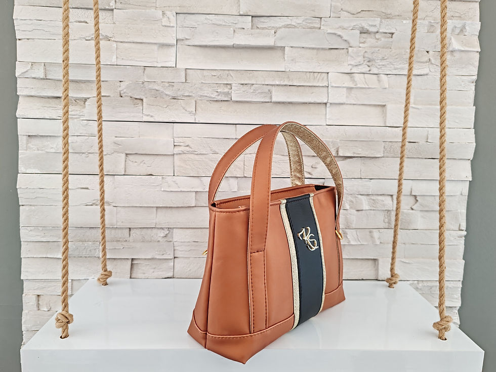 Miniature : Sac à main "Sofisty" orange nacré (rouille) noir et or