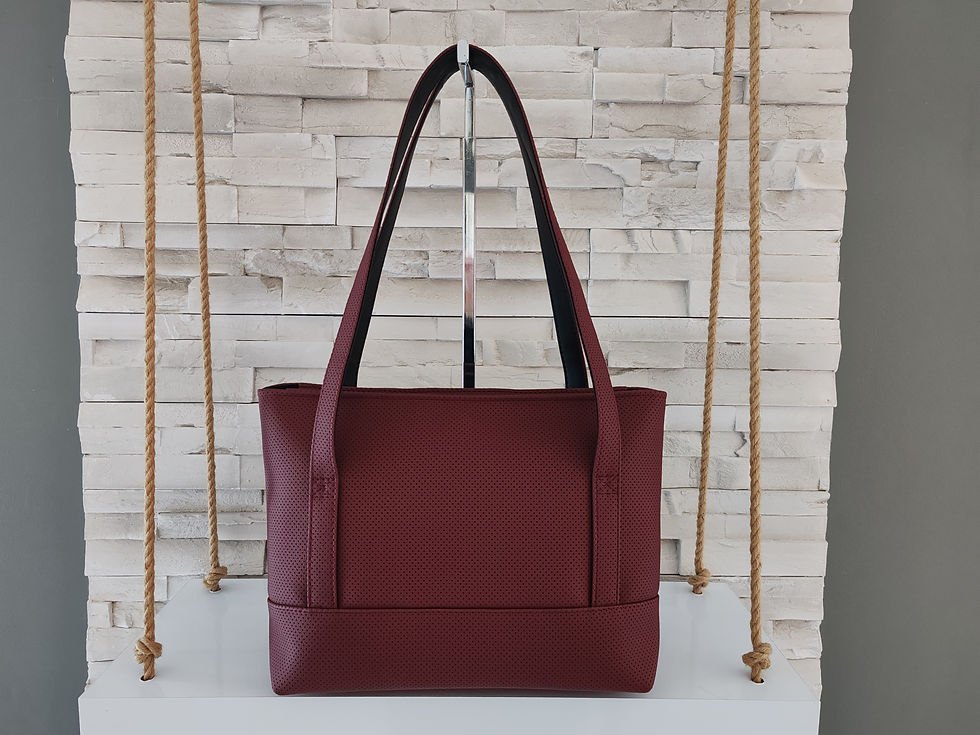 Miniature : Sac à main " Popine "bordeaux perforé or et argent