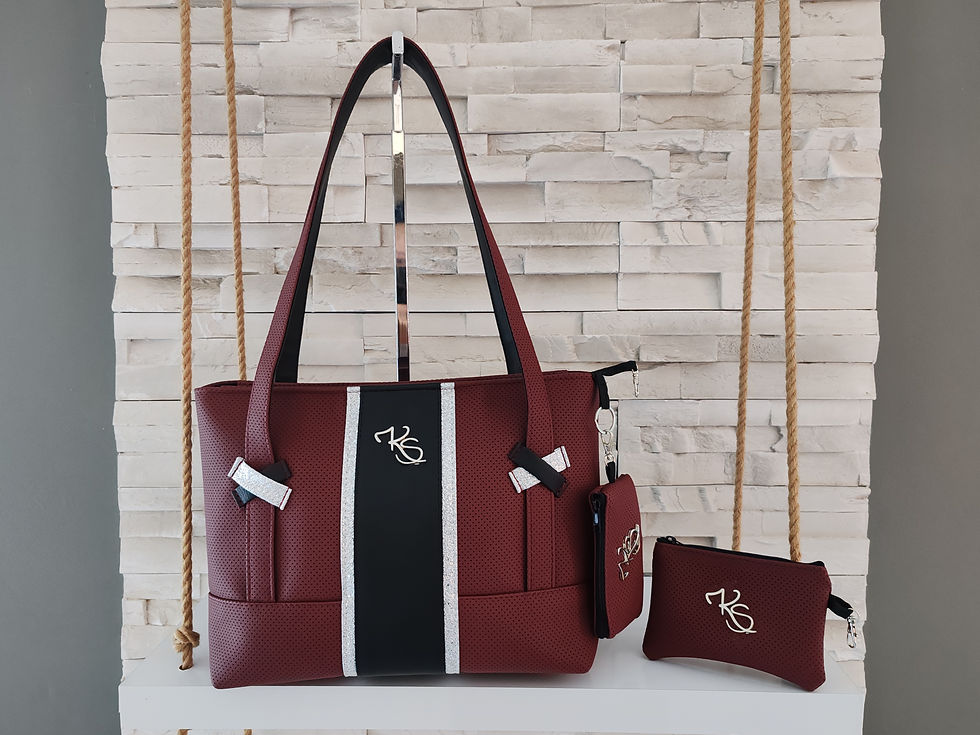 Miniature : Sac à main " Popine "bordeaux perforé or et argent