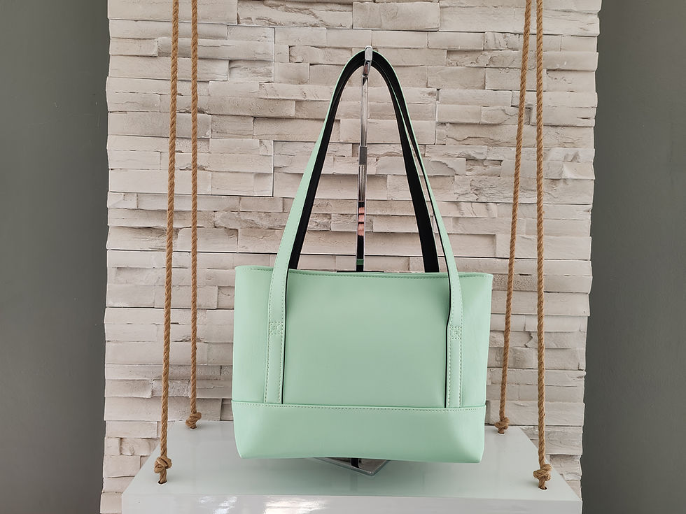 Miniature : Sac à main " Popine " vert d'eau noir et argent