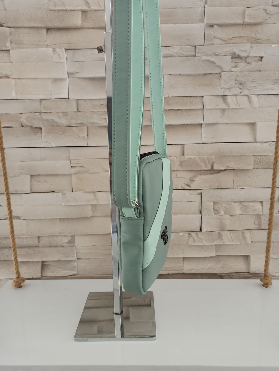 Miniature : Sacoche modèle "Rio" mixte vert eau et menthe très clair