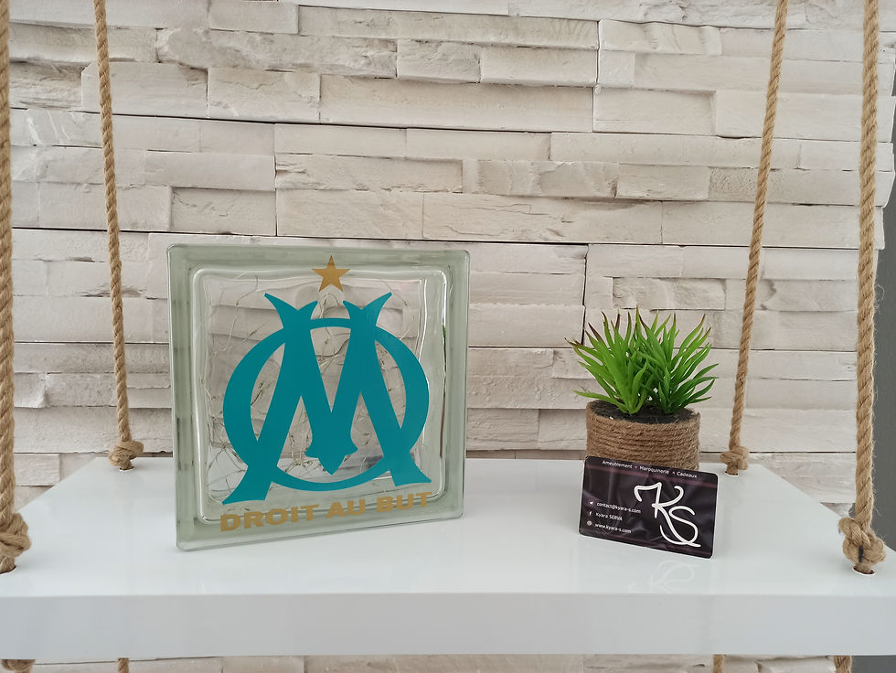 Miniature : Lampe verre équipe de foot -  OM - Olympique de Marseille
