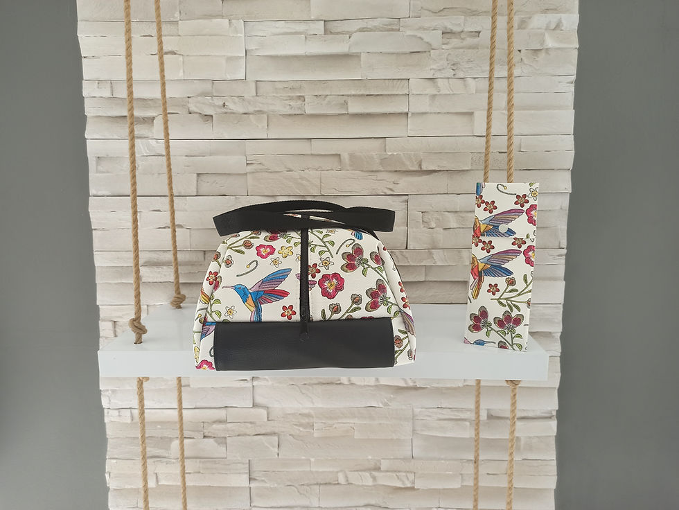 Miniature : Glacière "Duo" Sac isotherme colibris beige et noir