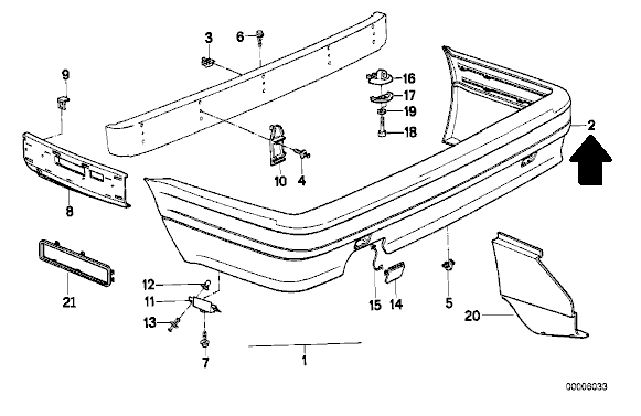 Thumbnail: BMW E30 M-Tech II One-Piece Rear Valance