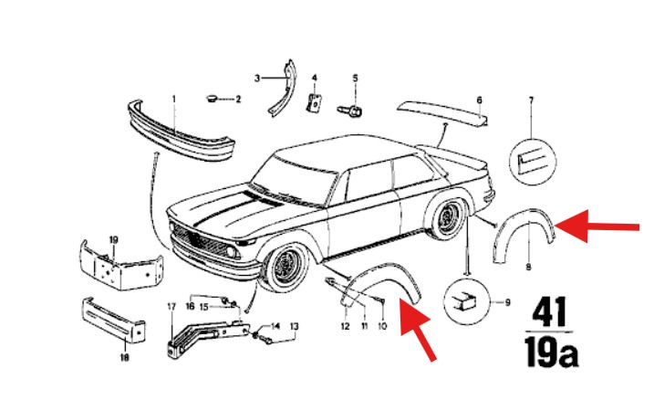 Thumbnail: Genuine BMW NOS 2002turbo Fender Flare Set (4 pieces)