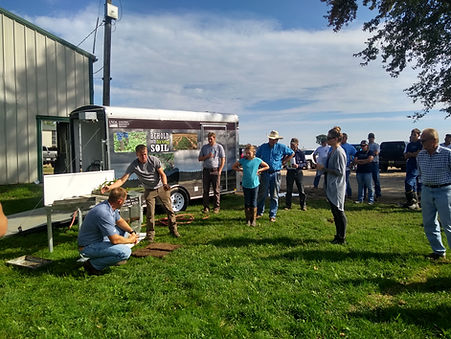 rainfall simulator being demonstrated by NRCS