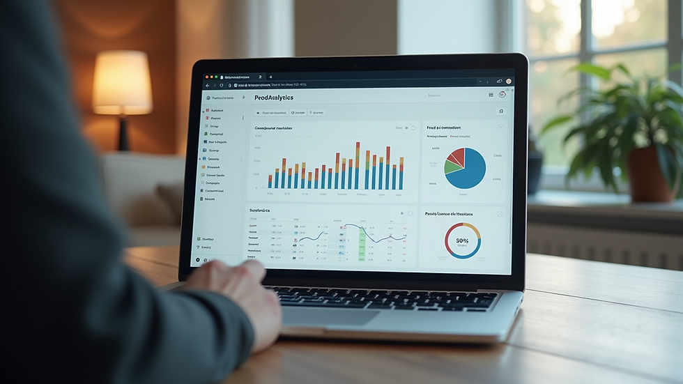 Close-up view of a laptop displaying a website analytics dashboard