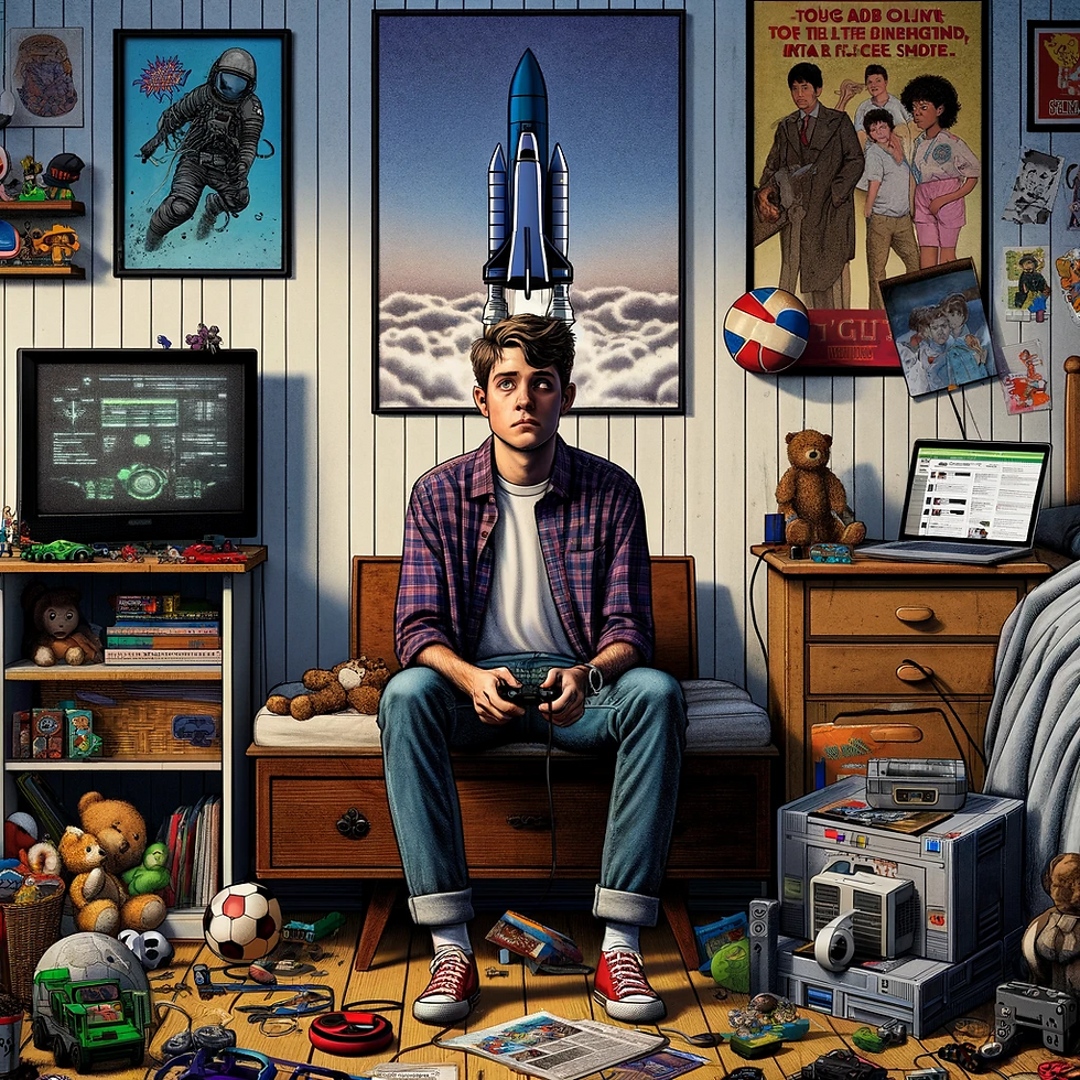 young adult hitting on a bench, playing video games who appears sad and unmotivated.