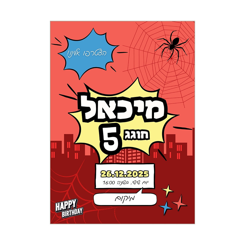 הזמנה דיגיטלית ליום הולדת ספיידרמן