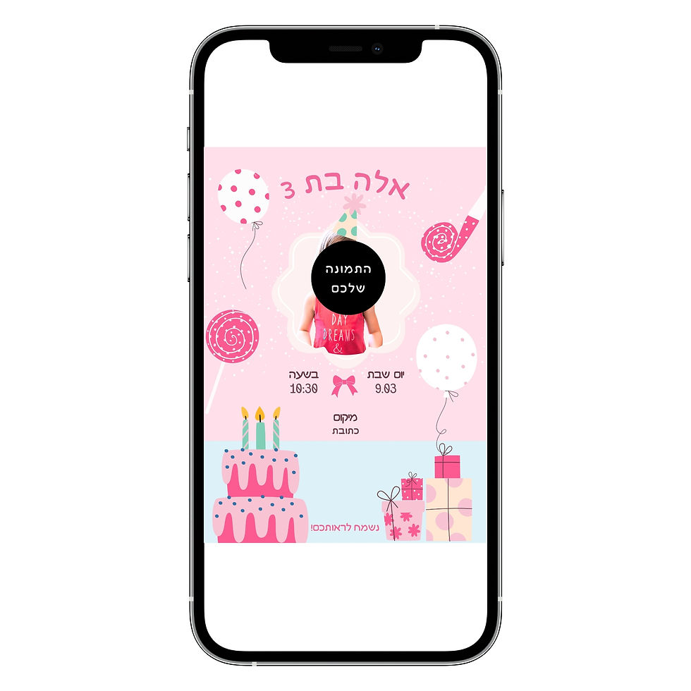 הזמנה דיגיטלית ליום הולדת עם תמונה