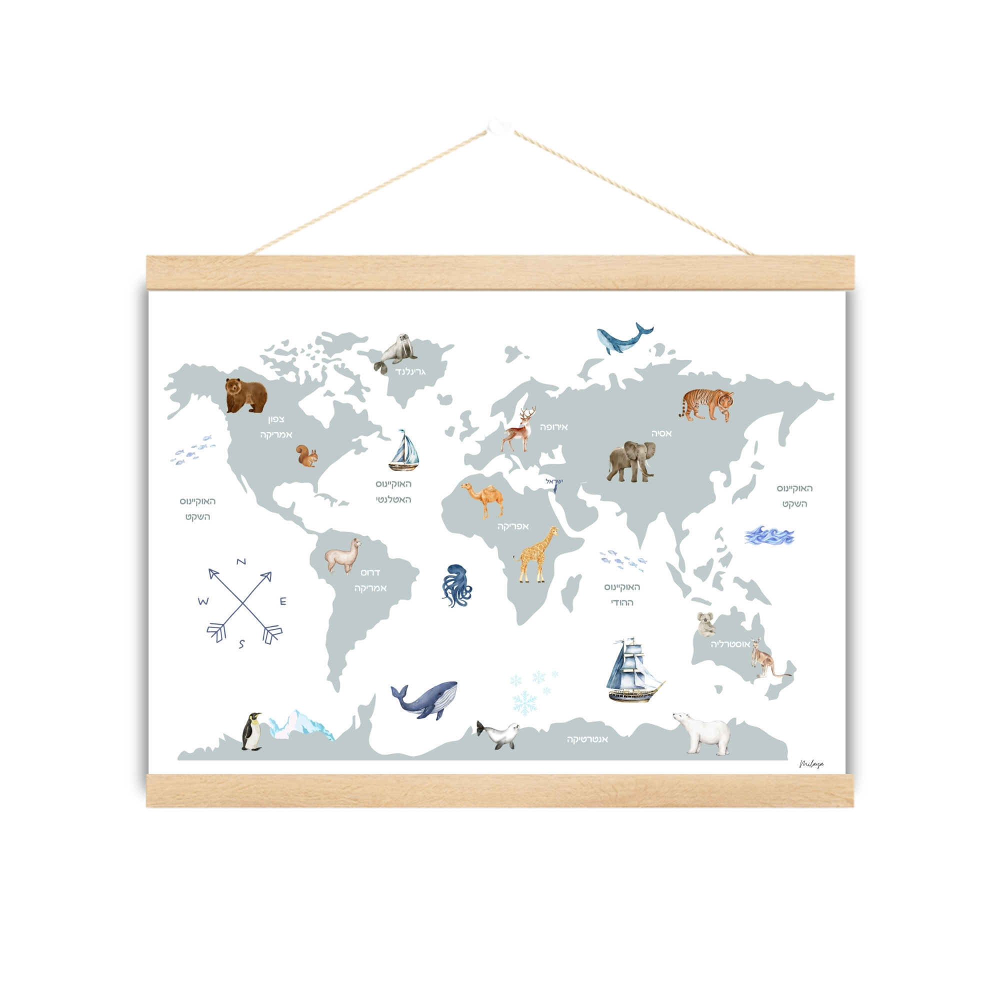 תמונה לחדר ילדים מפת העולם
