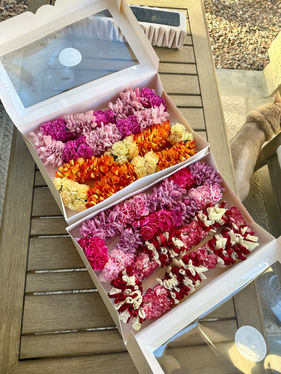 Four handcrafted deluxe leis for college graduation, custom made for graduate and friends in Gilbert, Arizona