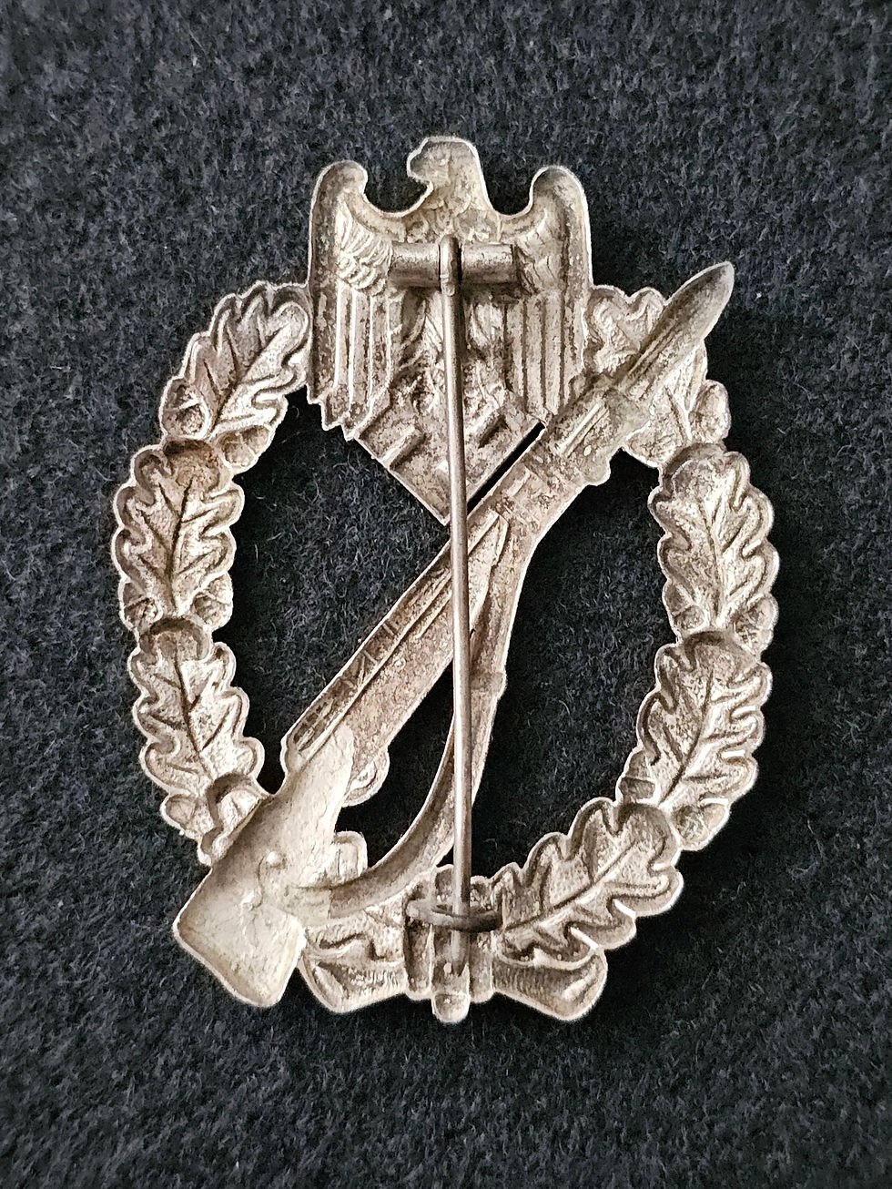 Thumbnail: Infantry assault badge in silver by B.H.Mayer. 