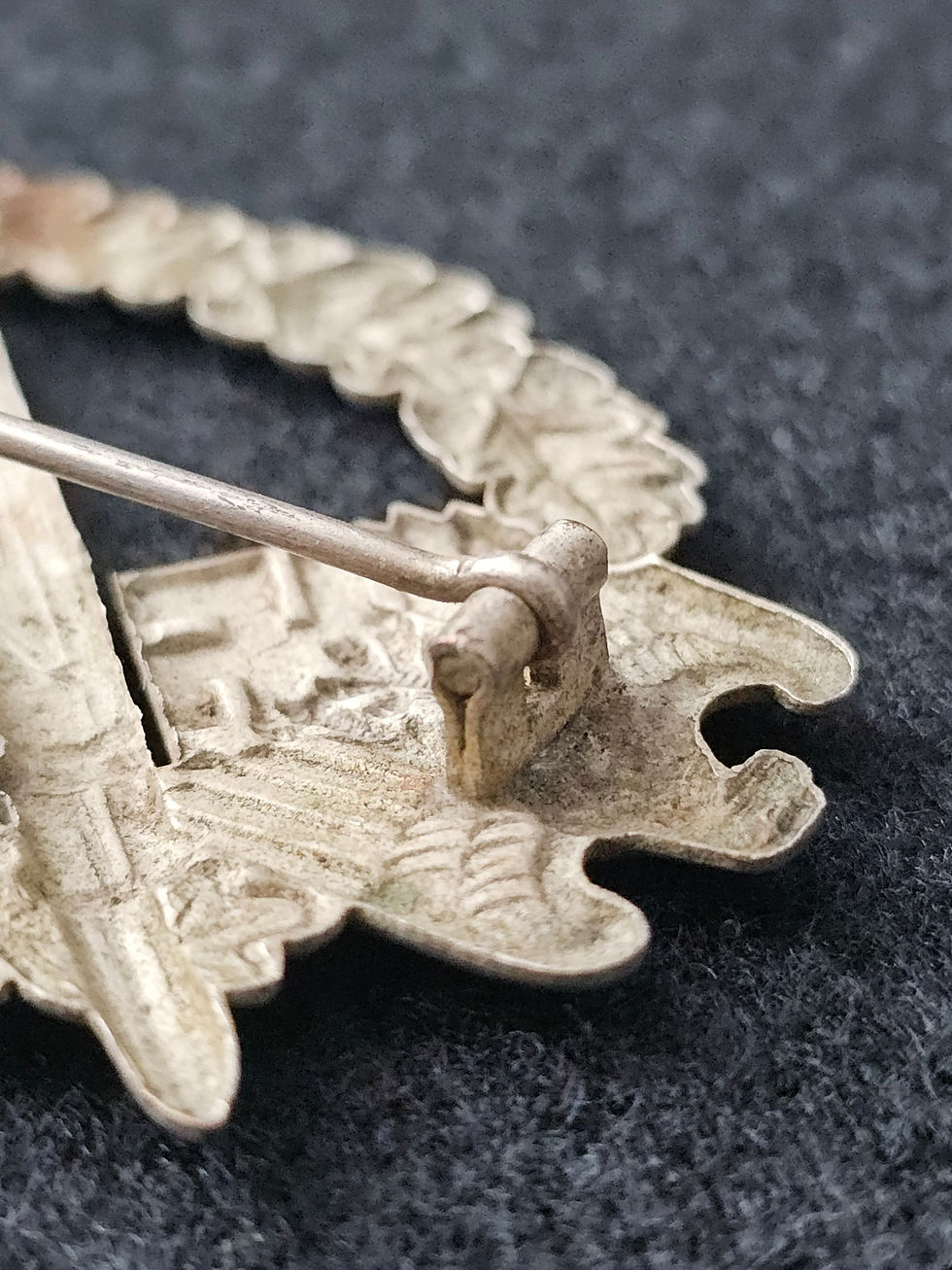 Thumbnail: Early hollowback Silver Infantry Assault Badge by B.H. Mayer.