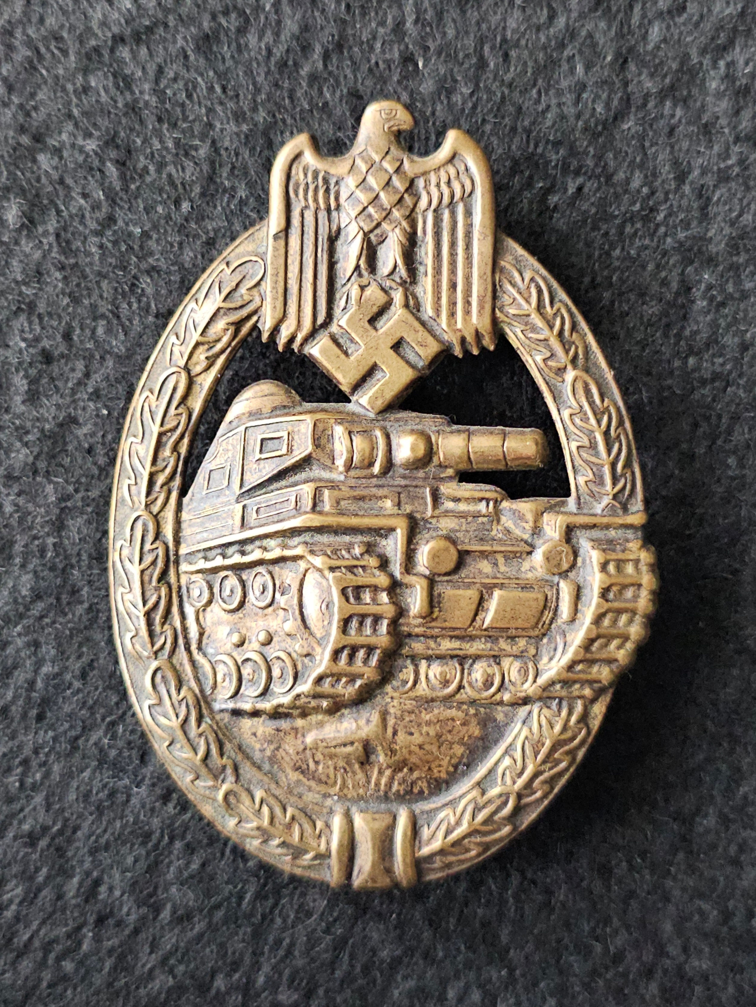 Panzer assault badge in bronze by Otto Schickle.